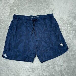 Spyder Mens Swim Shorts Navy Blue L/G Polyester Spandex Quick-Dry a1115